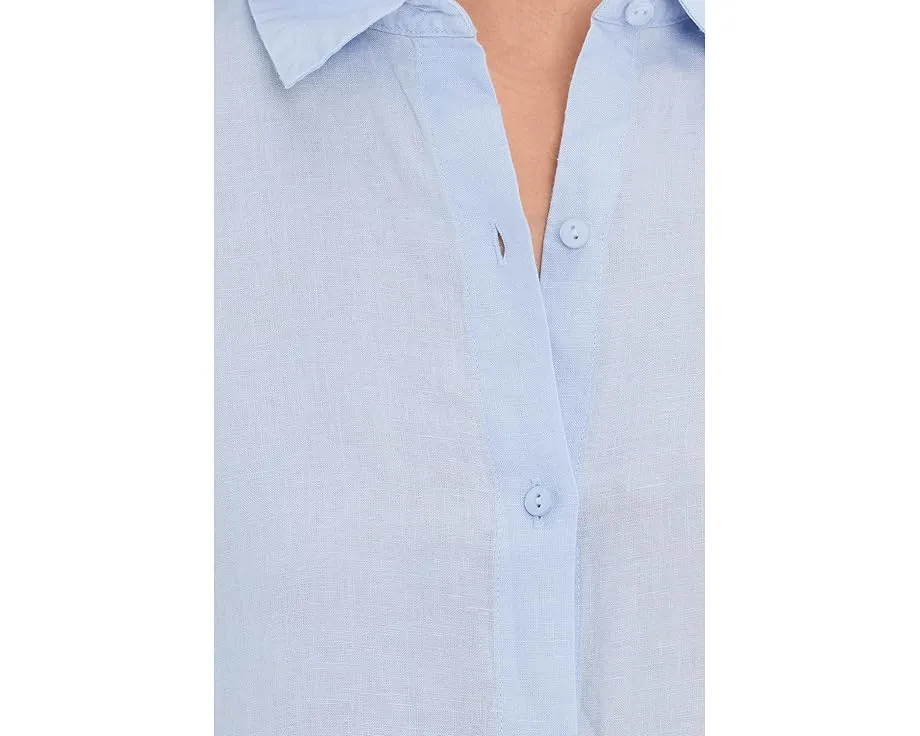 Длинная рубашка Eileen Fisher из органического льна с классическим воротником