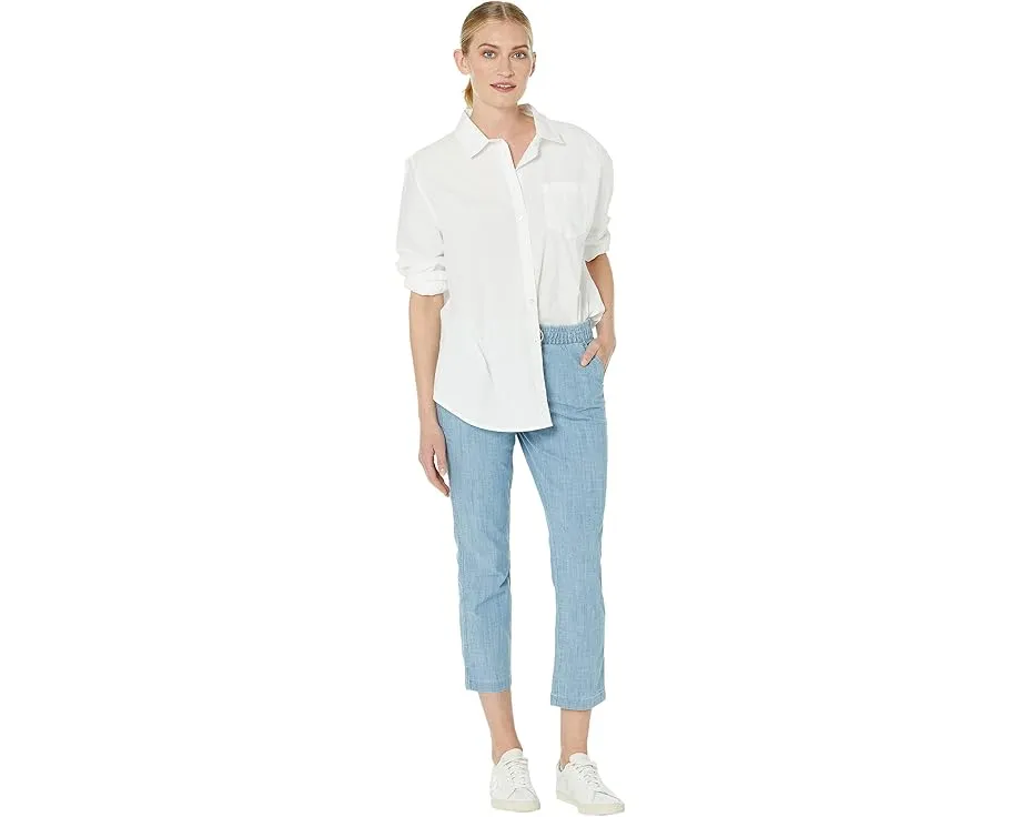 Укороченные брюки-чинос L.L.Bean Petite Lakewashed с зауженным силуэтом и поясом на резинке
