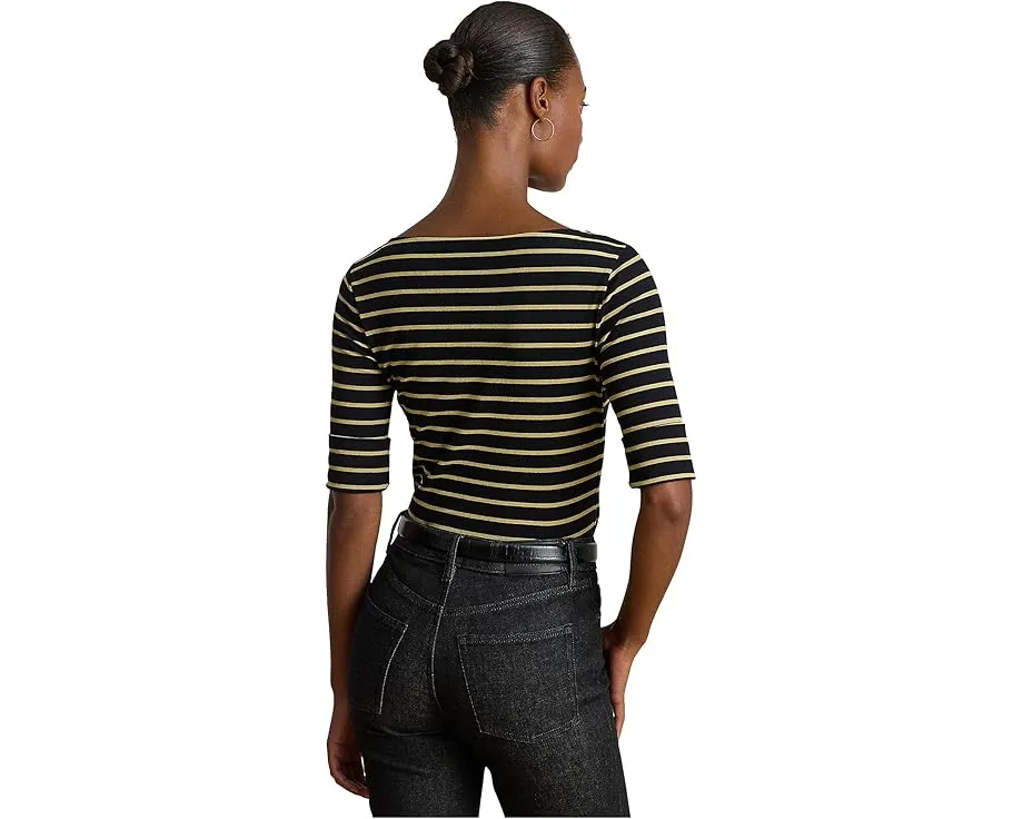 Lauren Ralph Lauren Футболка с лодочкой и металлизированной полосатой отделкой