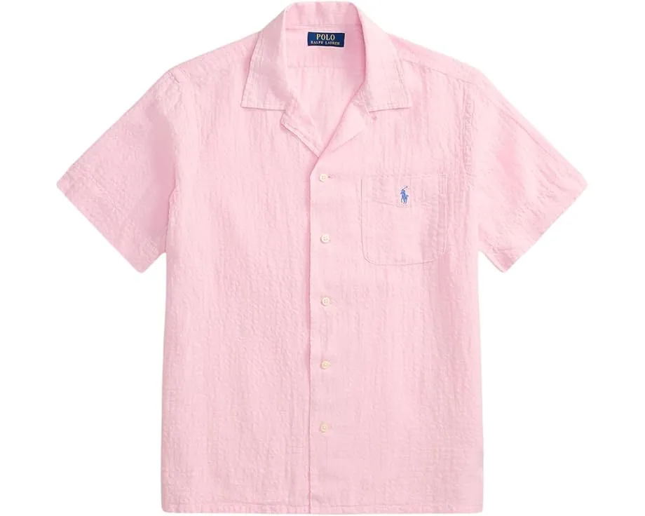 Рубашка из льняной смеси с фактурой с воротником-кэмп Polo Ralph Lauren
