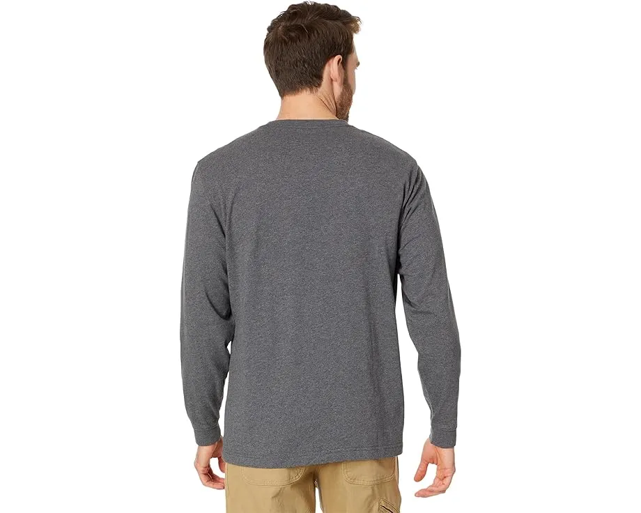 L.L.Bean футболка Carefree Unshrinkable с карманом и длинными рукавами из двойного кольцевого прядения