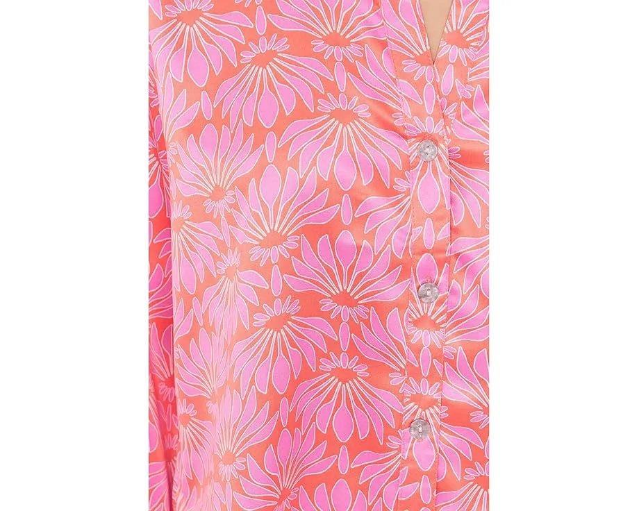 Пижамный набор N by Natori Rhythm из сатина с воротником-стойкой и принтом