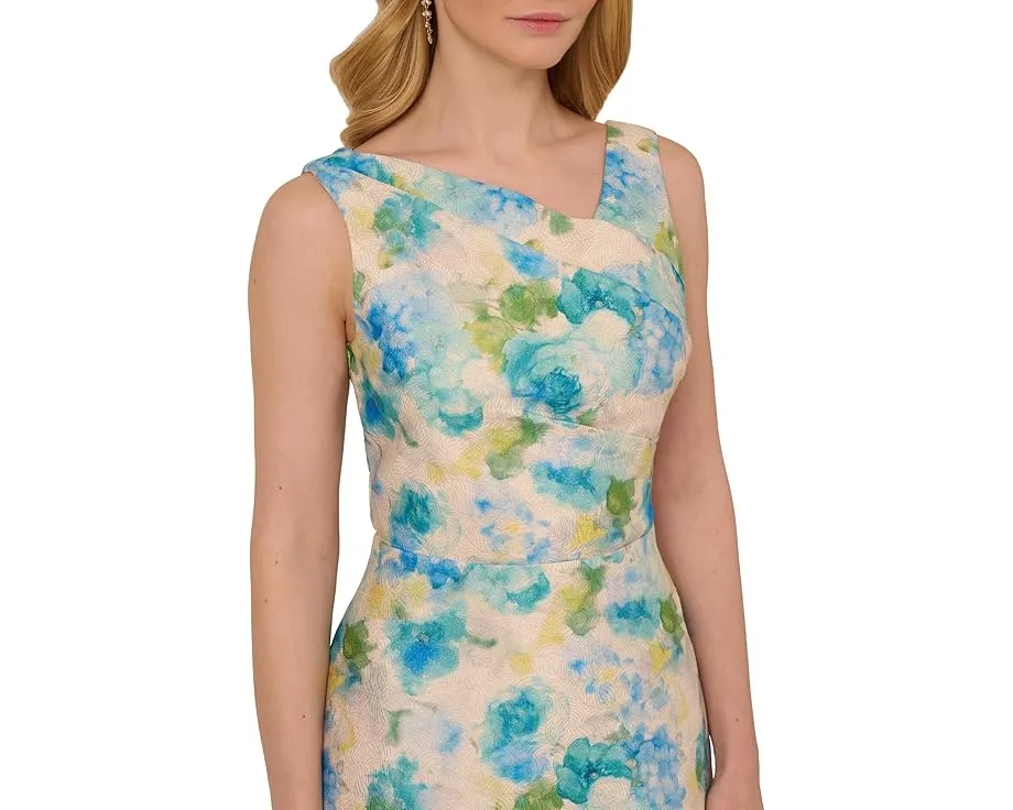 Платье миди Asymmetrical Jacquard от Adrianna Papell с асимметричным вырезом
