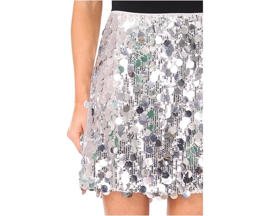 Мини-юбка CeCe Silver Sequin Paillette с пайетками и потайной молнией