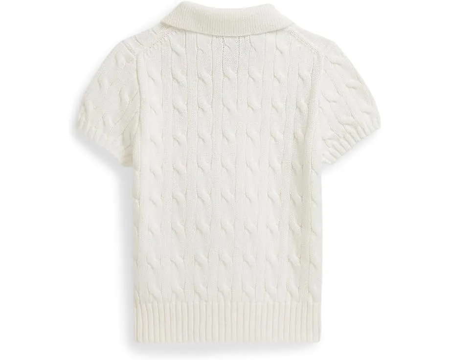 Детский свитер поло Polo Ralph Lauren Kids с жаккардовым узором и короткими рукавами