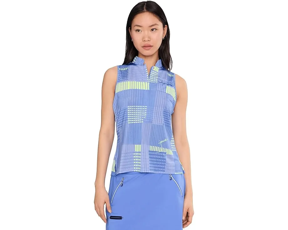 Топ Jamie Sadock с коротким рукавом воротником стойкой и молнией в геометрическую клетку