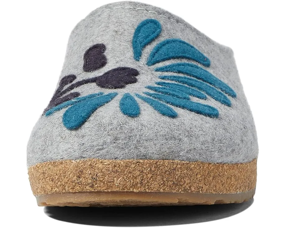 Haflinger Blooming домашние тапочки с аппликацией и плоской подошвой