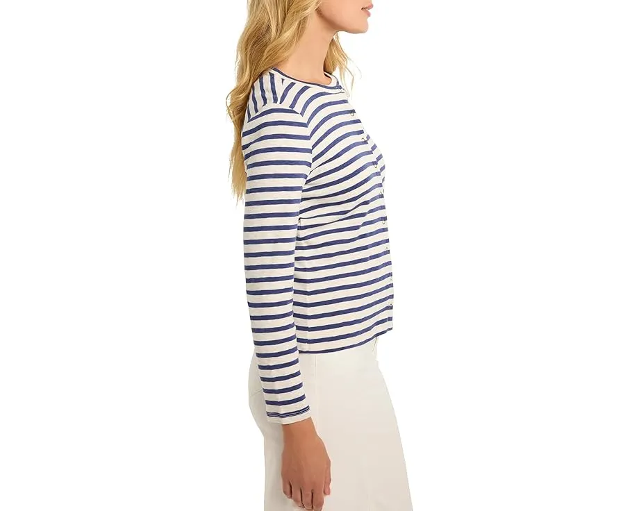 Кардиган NIC+ZOE Striped Snap Front с полосками и планкой контрастного цвета