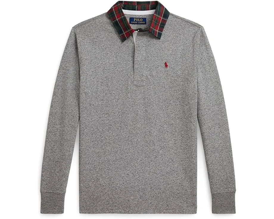 Детская регби футболка Polo Ralph Lauren Kids с клетчатым воротником из хлопкового джерси для детей постарше