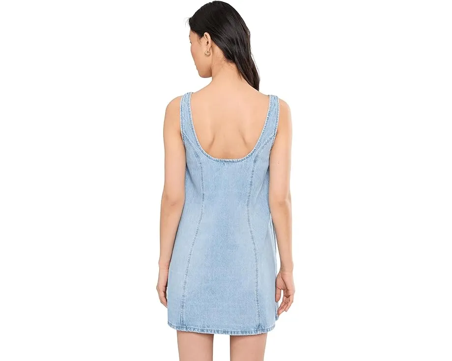 Summertime Flare Denim Min Dress in Blue