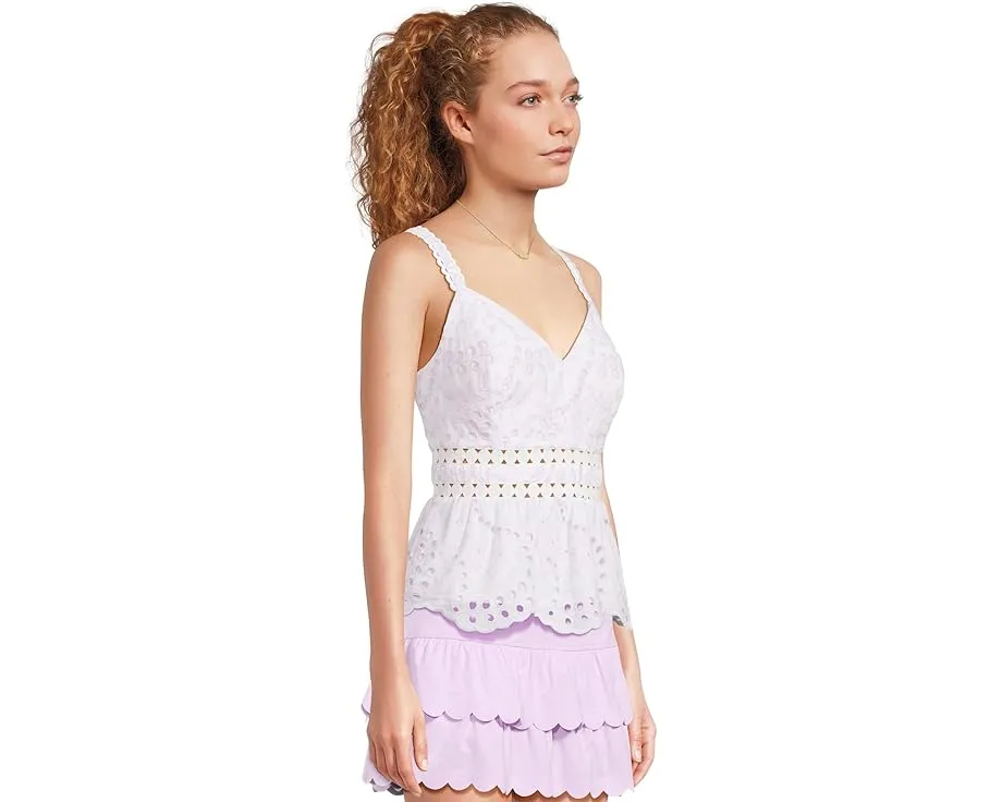Топ Lilly Pulitzer Tiah Eyelet с V-образным вырезом и баской