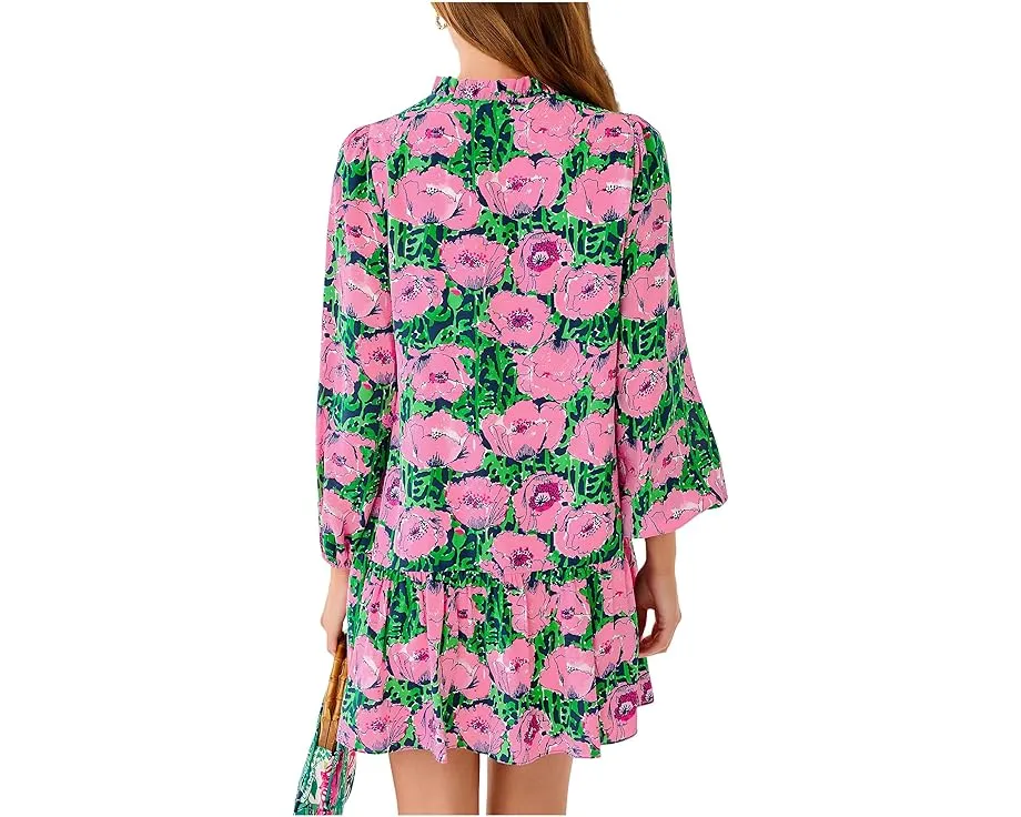 Платье Lilly Pulitzer Evaline из шелка с длинным рукавом и оборками
