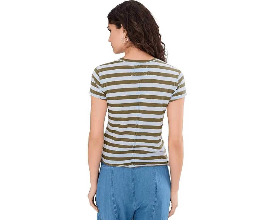 Футболка Free People Nora Tee с кружевными вставками и карманом в расслабленном стиле