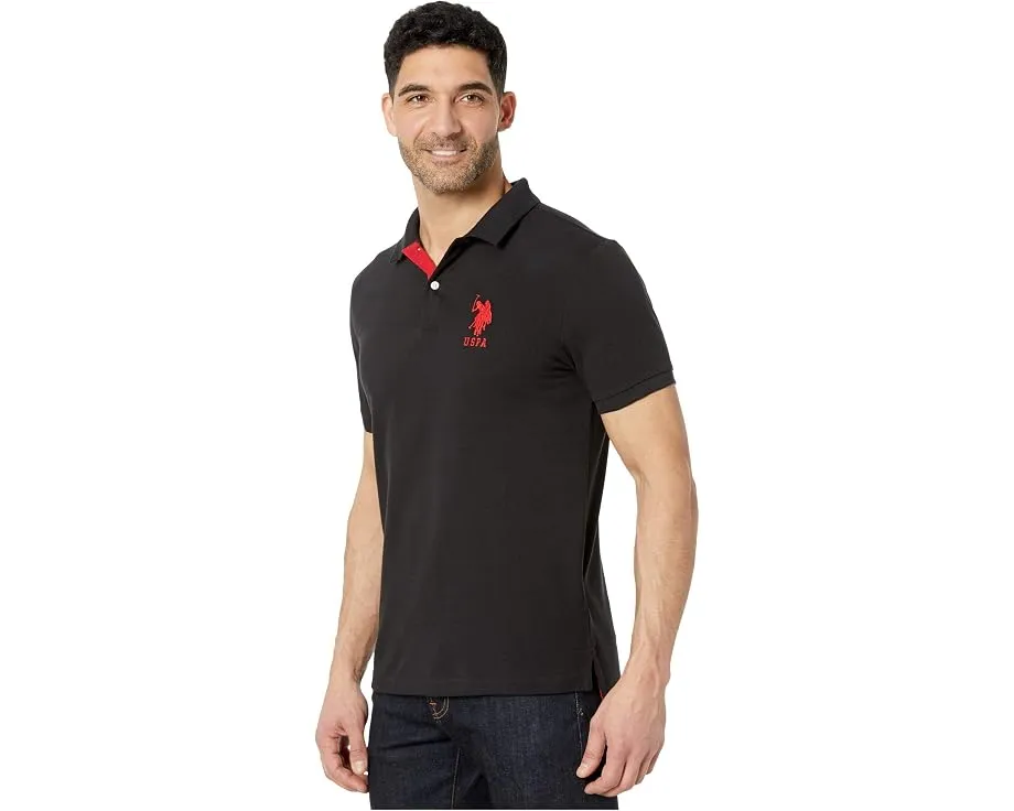 U.S. POLO ASSN. Поло Slim Fit Big Horse с полосатым воротником