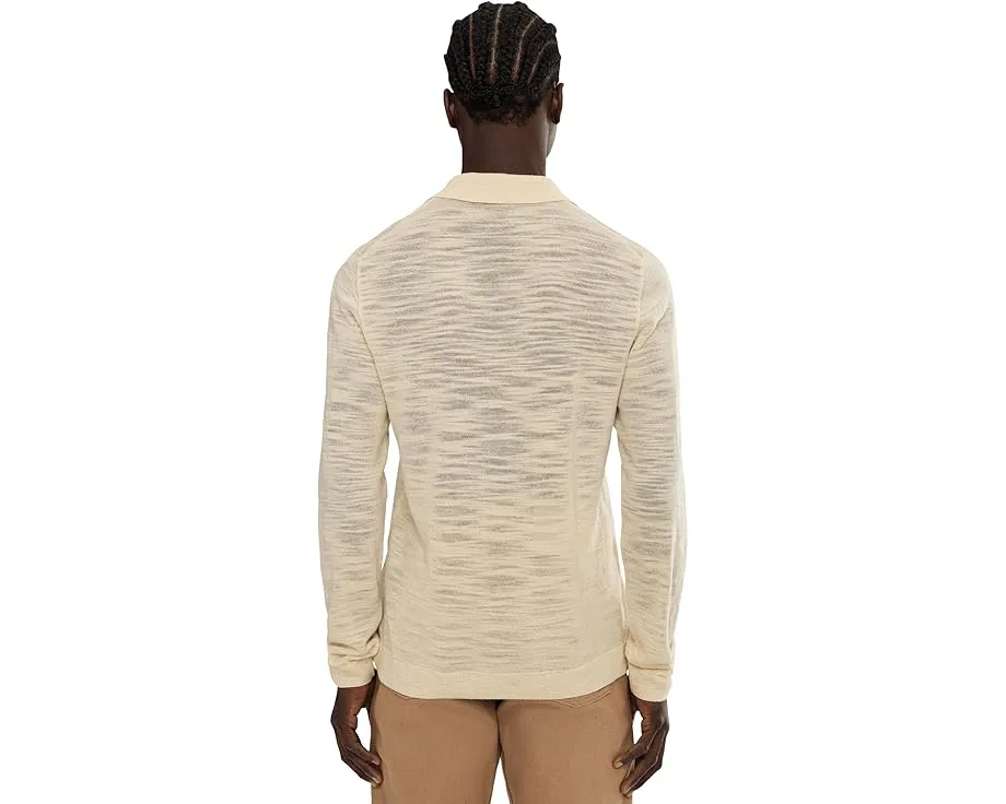 Полированная кожаная рубашка поло John Varvatos Luciano с длинными рукавами