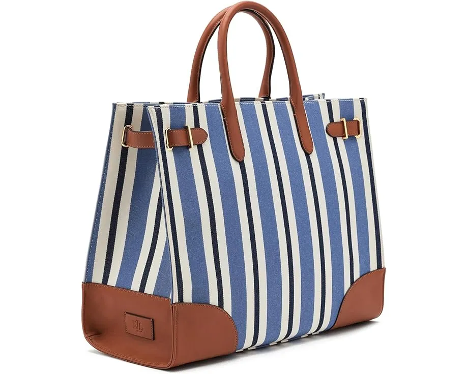 Lauren Ralph Lauren большая сумка тоут Devyn из полосатого холста с кожаными деталями