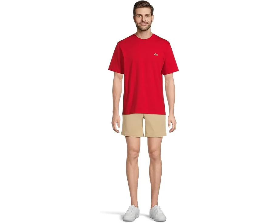 Хлопковая футболка Lacoste с вышитым крокодилом на груди