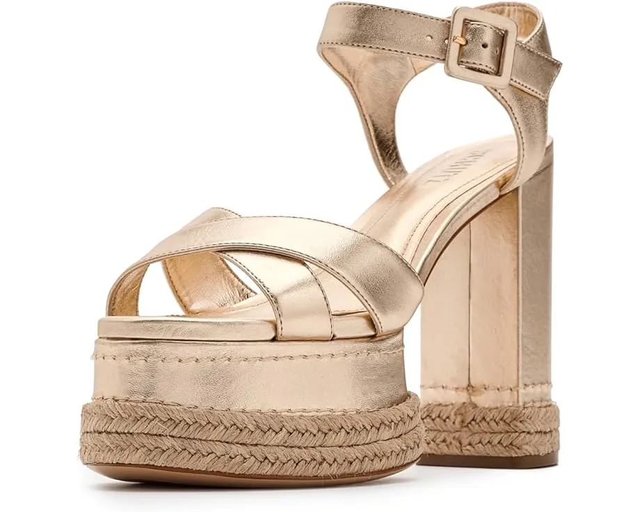 Босоножки Hilda Rope High Schutz на высокой платформе из металлизированной кожи и рафии