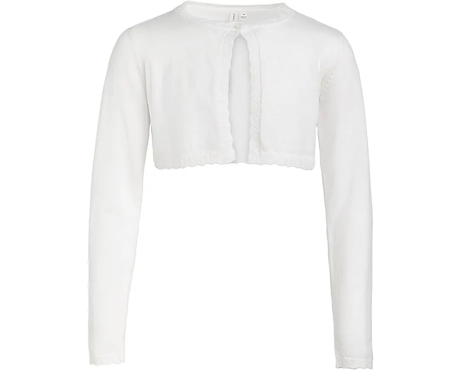 Короткий кардиган Cropped Cardigan с ажурной отделкой и длинными рукавами