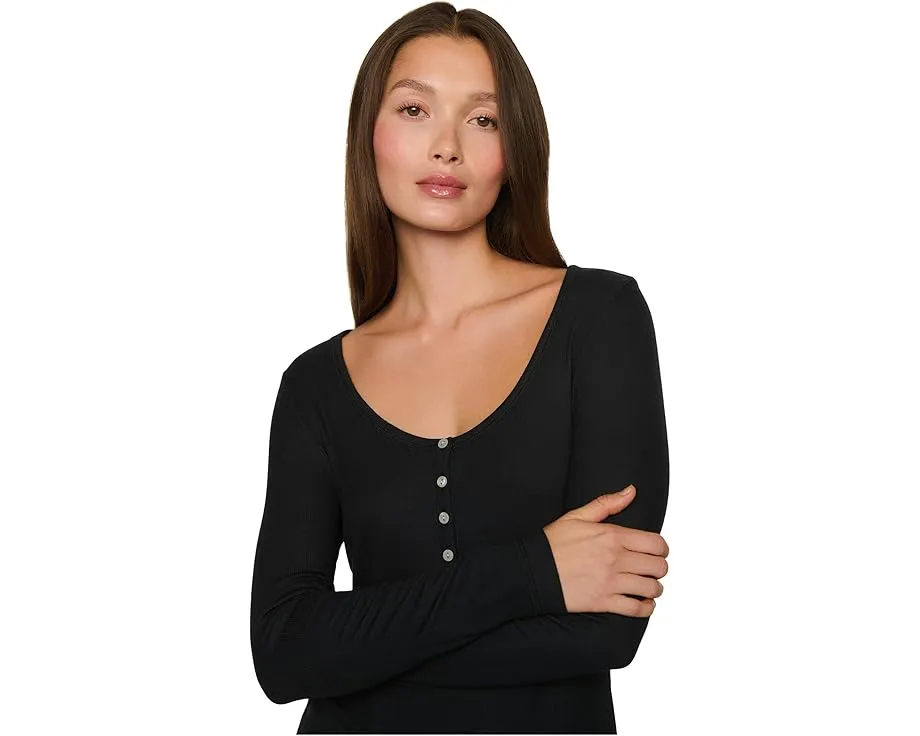 Футболка Eberjey Dream Rib Longsleeve Henley из модала с пуговицами