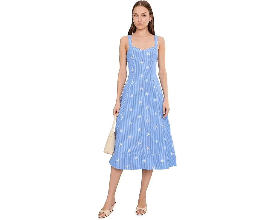 Миди-платье Avec Les Filles без рукавов с вырезом «сердечком» и вышивкой