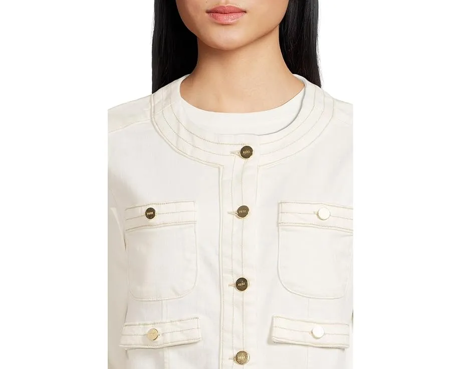 Короткий жакет Paige Kiya Toasted Ecru без воротника с накладными карманами