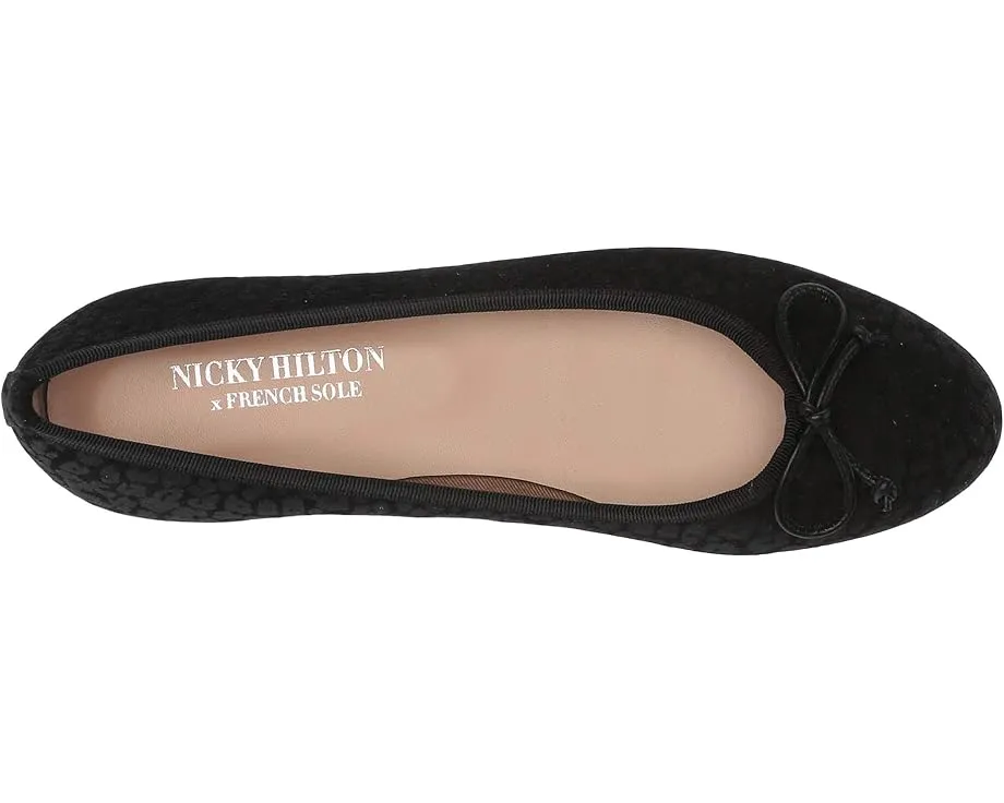 Балетки French Sole Nicky Hilton Paris с бантом и принтом под кожу рептилии