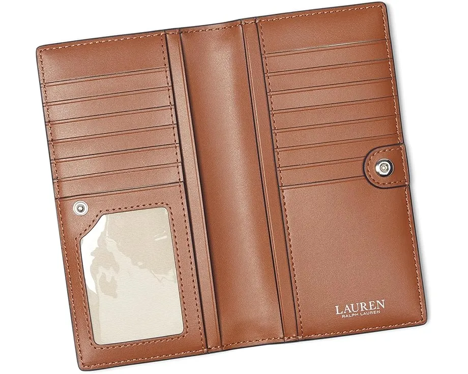 Ультратонкий кожаный кошелек Lauren Ralph Lauren с узором «перекрестная штриховка»