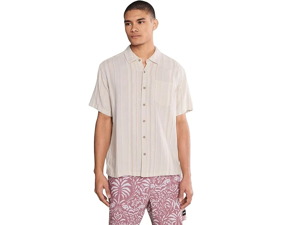 Hurley Oceanside Рубашка с коротким рукавом в полоску и льняной тканью