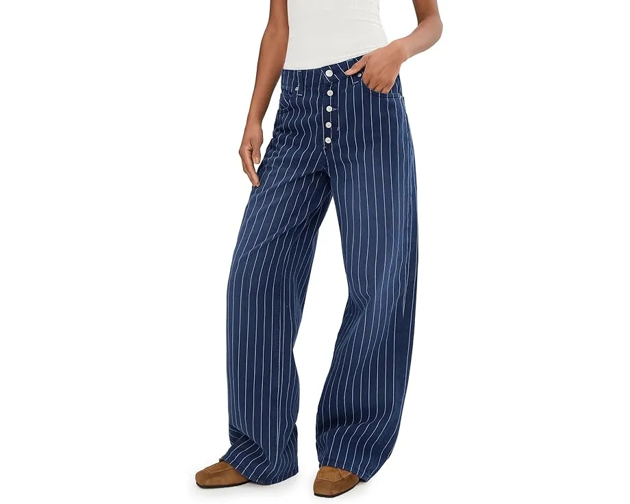 Джинсы Striped Nia BF с низкой посадкой и прямым кроем Free People