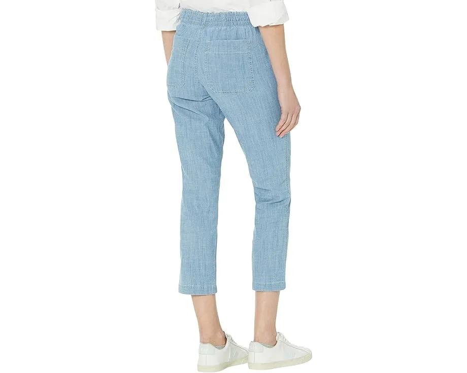 Укороченные брюки-чинос L.L.Bean Petite Lakewashed с зауженным силуэтом и поясом на резинке