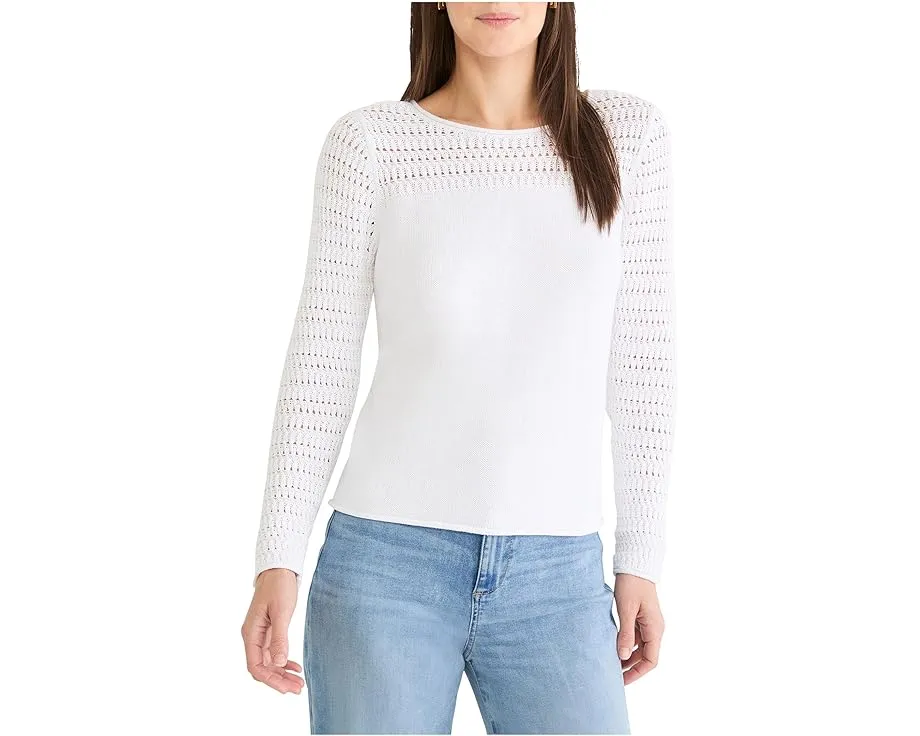 Свитер NIC+ZOE Petite с ажурными вставками и круглым вырезом