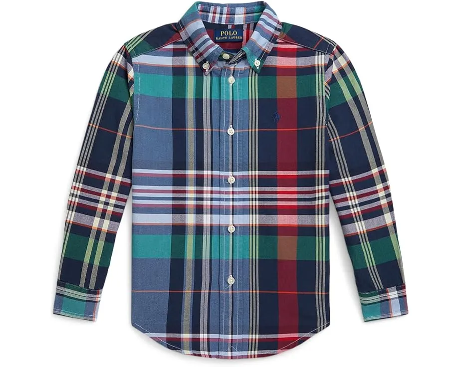 Рубашка Polo Ralph Lauren Kids из хлопкового оксфорда в клетку для малышей
