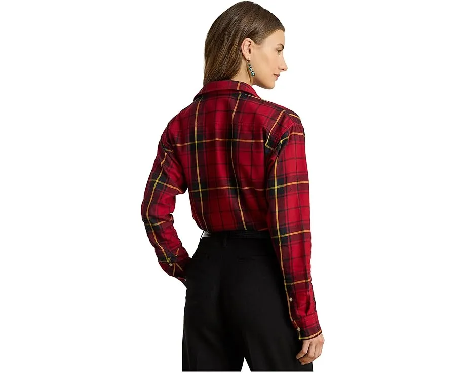 Рубашка Lauren Ralph Lauren Petite в клетку из хлопка расслабленного кроя