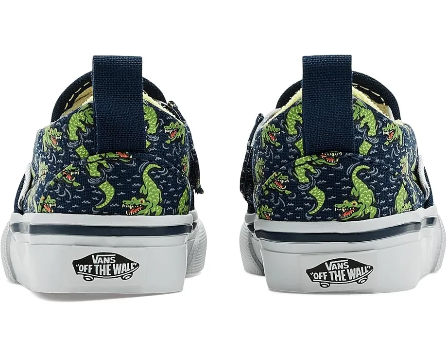 Слипоны Vans Kids Slip On V из холста с боковой липучкой и мягким воротником