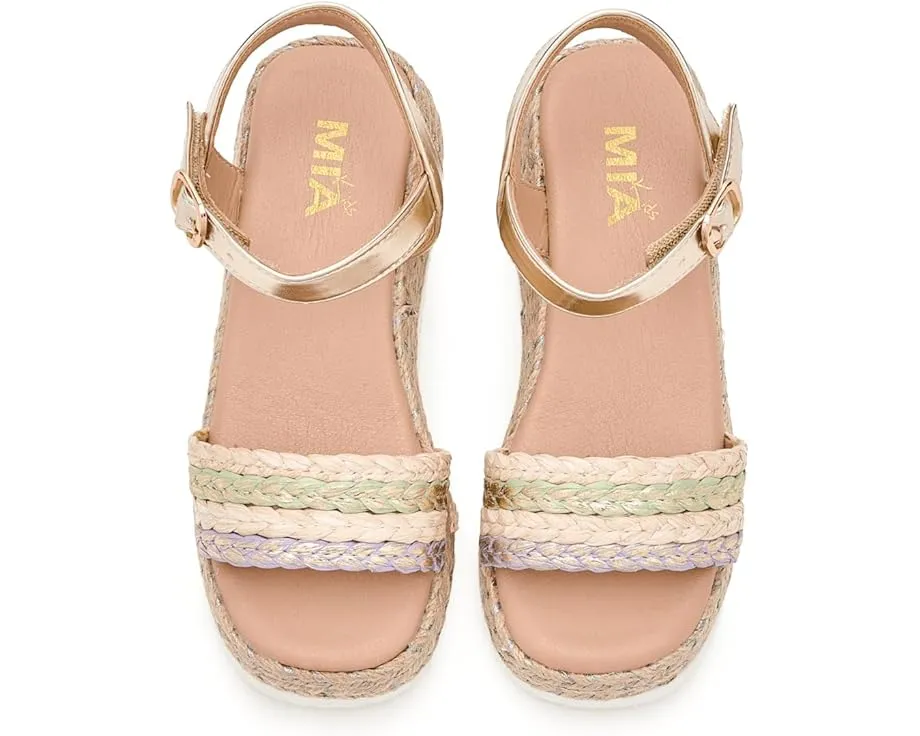Детские сандалии Mia Kids Zhara на металлизированной танкетке с плетеным верхом