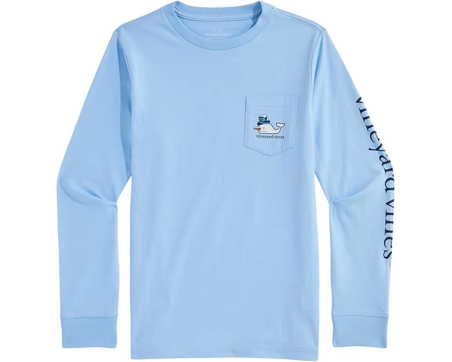 Vineyard Vines Kids футболка с длинным рукавом Classic Snowman Whale с графическим принтом