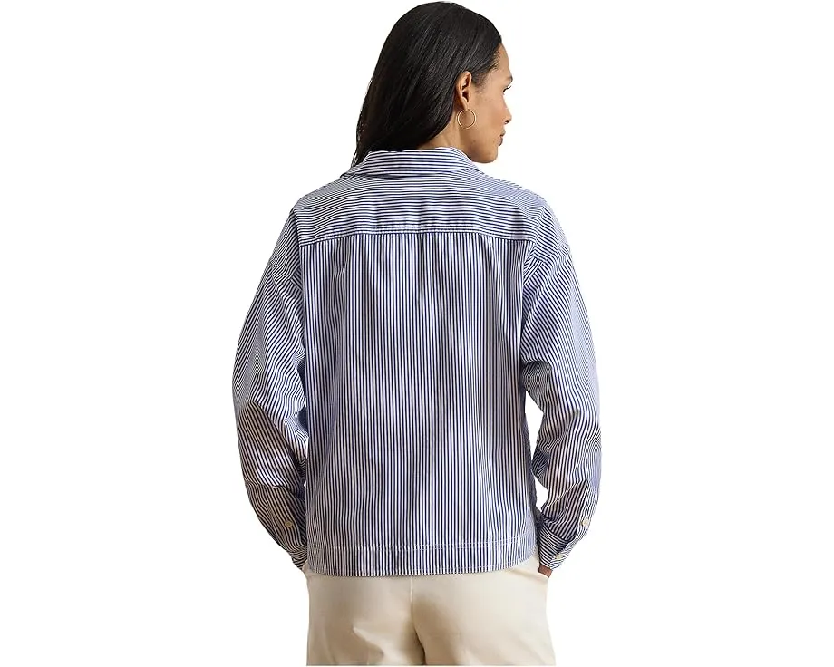 Полосатая укороченная рубашка Lauren Ralph Lauren из хлопка с высоко-низким подолом