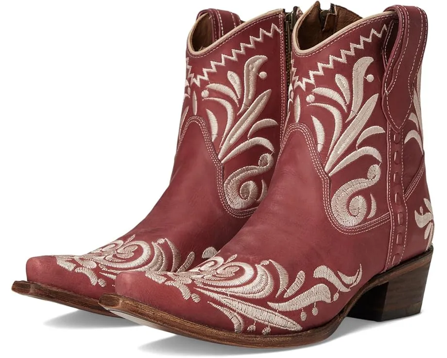 Ботинки Corral L6223 с красной вышивкой и молнией на щиколотке