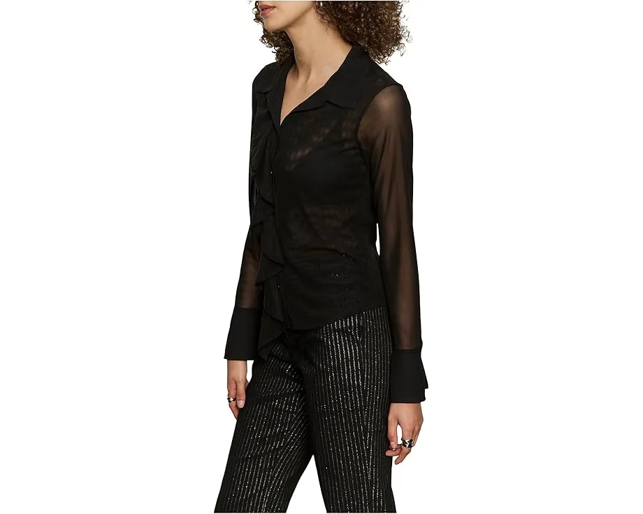 Sanctuary топ с воротником и рюшами из сетки