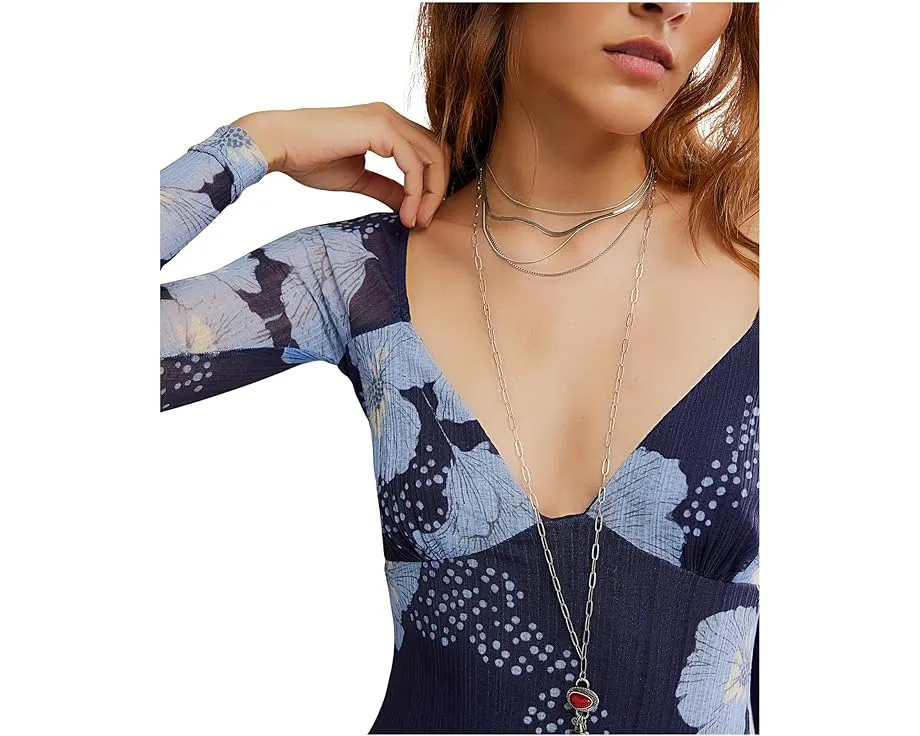 Платье миди Free People Calla с глубоким V-вырезом и разрезом