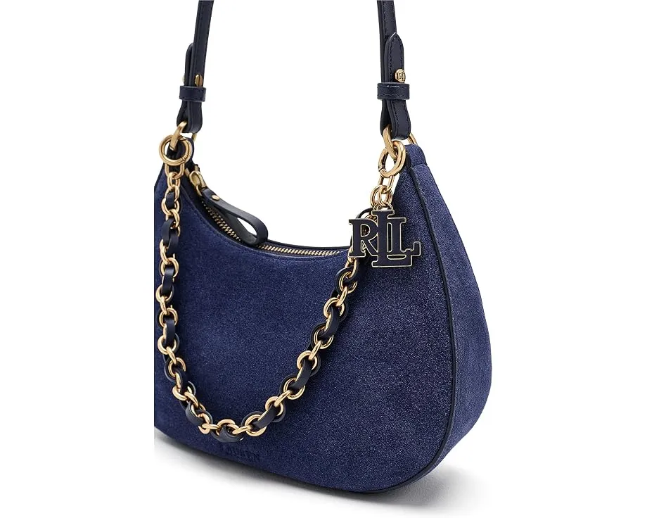 Замшевое плечевое сумка Lauren Ralph Lauren Marcy средняя на молнии