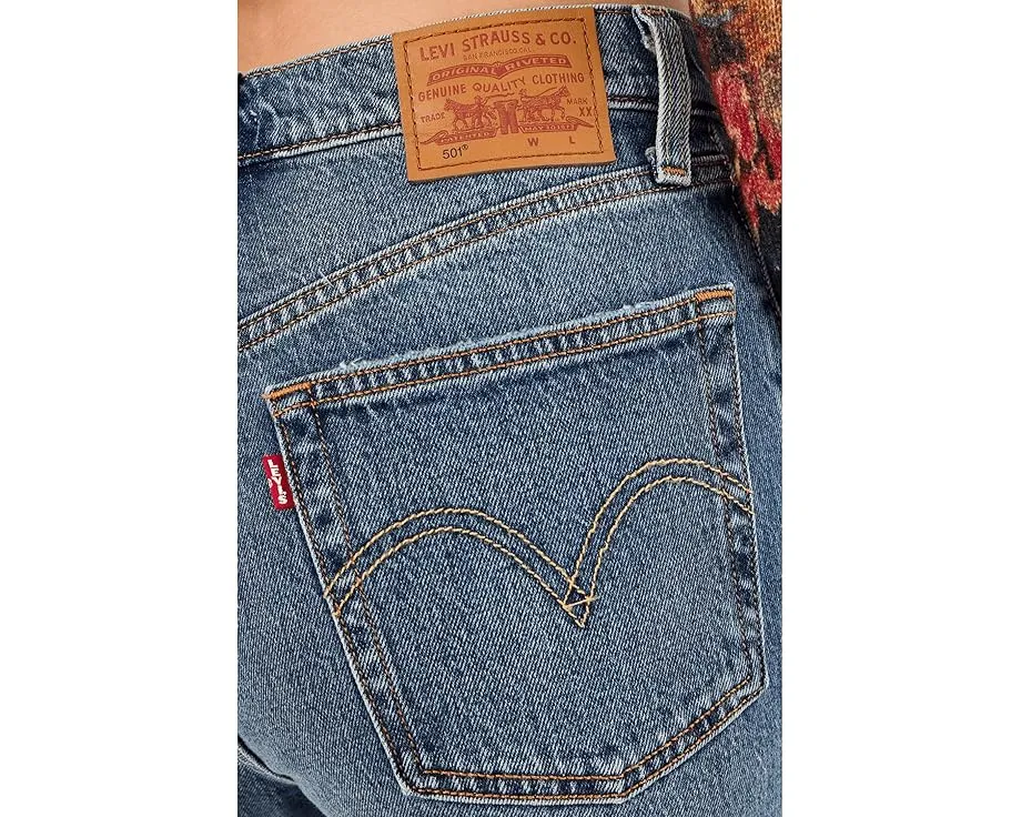 Джинсы Levi's 501 Jeans прямого кроя из жесткого денима с высокой посадкой и потертостями