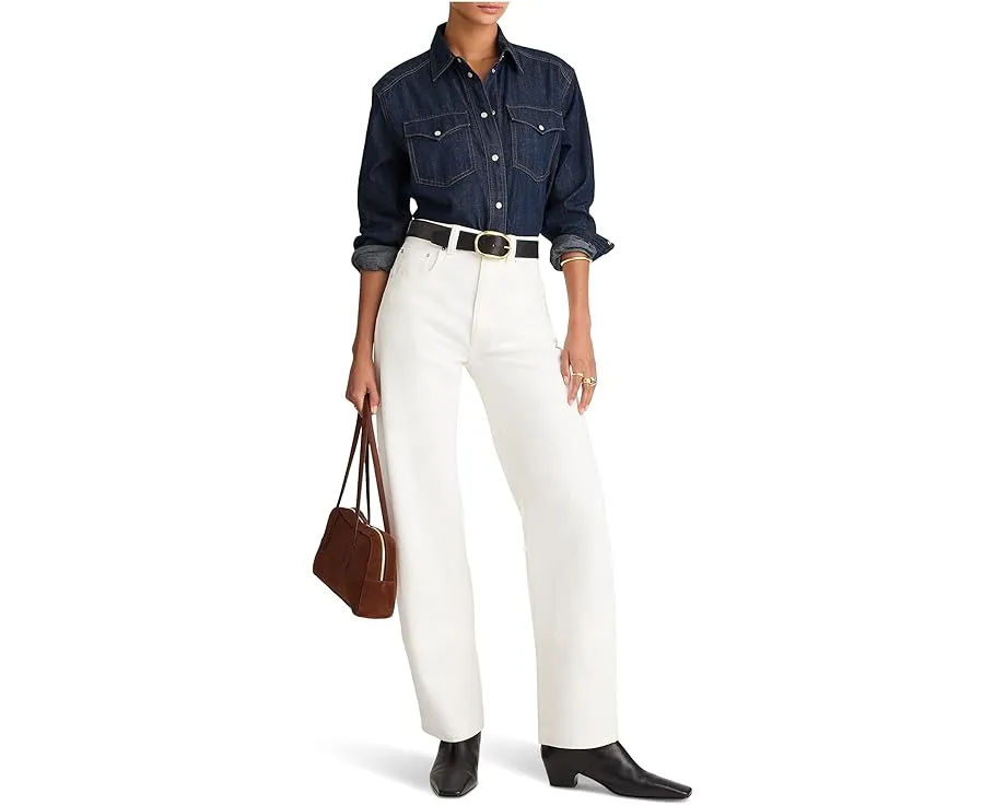 Madewell Оверсайз рубашка в стиле вестерн с двумя накладными карманами в цвете Rinse Wash