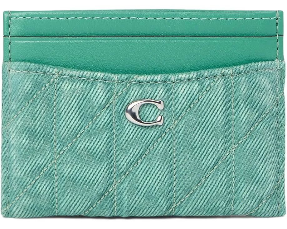 Картхолдер COACH Essential с стежкой из денима и кожи Nappa