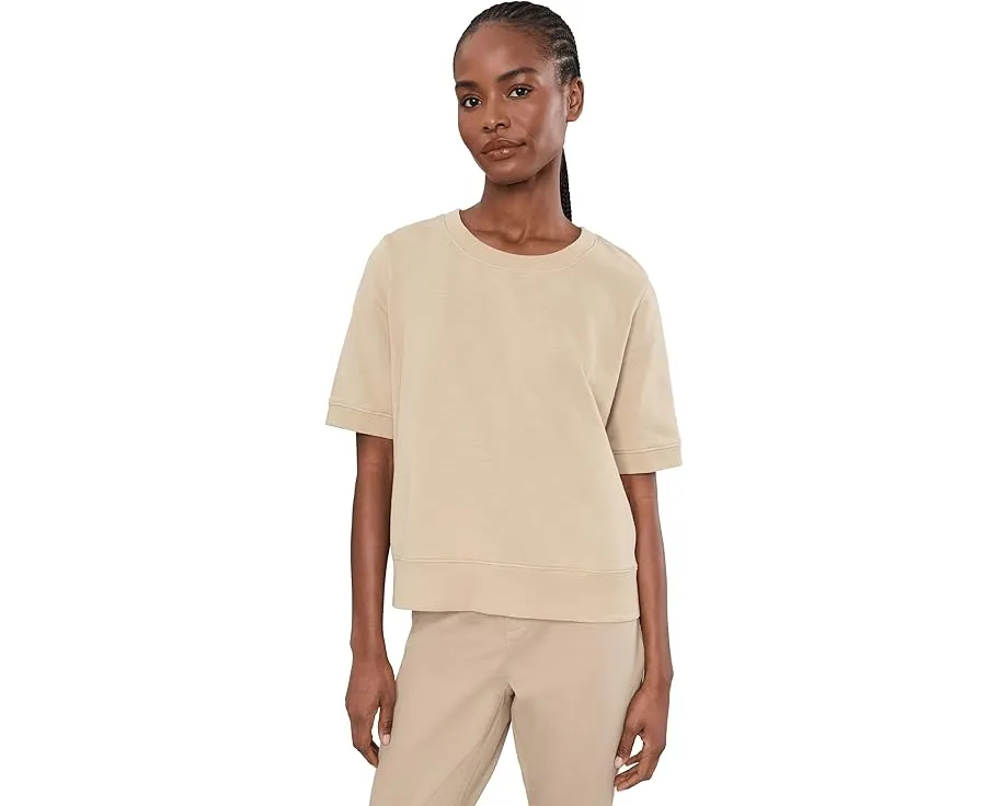 Garment Dyed Terry Crew Neck Short Sleeve Sweatshirt