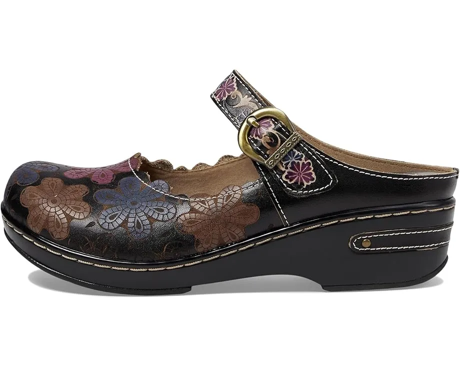 L'Artiste by Spring Step Сабо Flochino с ручной росписью и ремешком