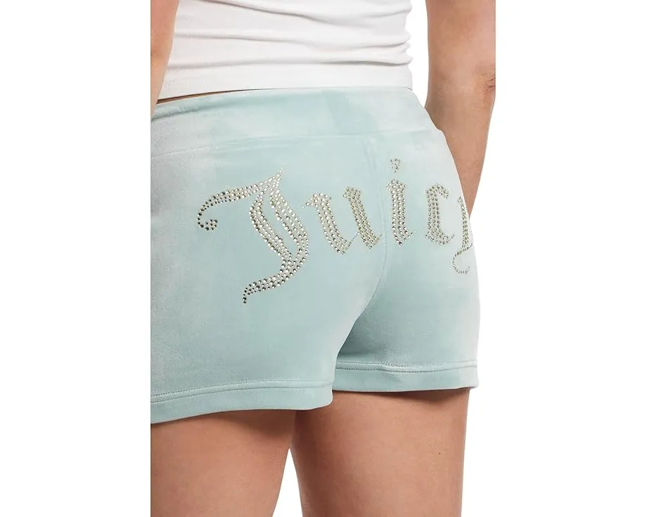 Juicy Couture Короткие шорты из плюша с декором на спине