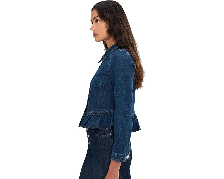 Джинсовая куртка CeCe с воротником и баской для женственного силуэта