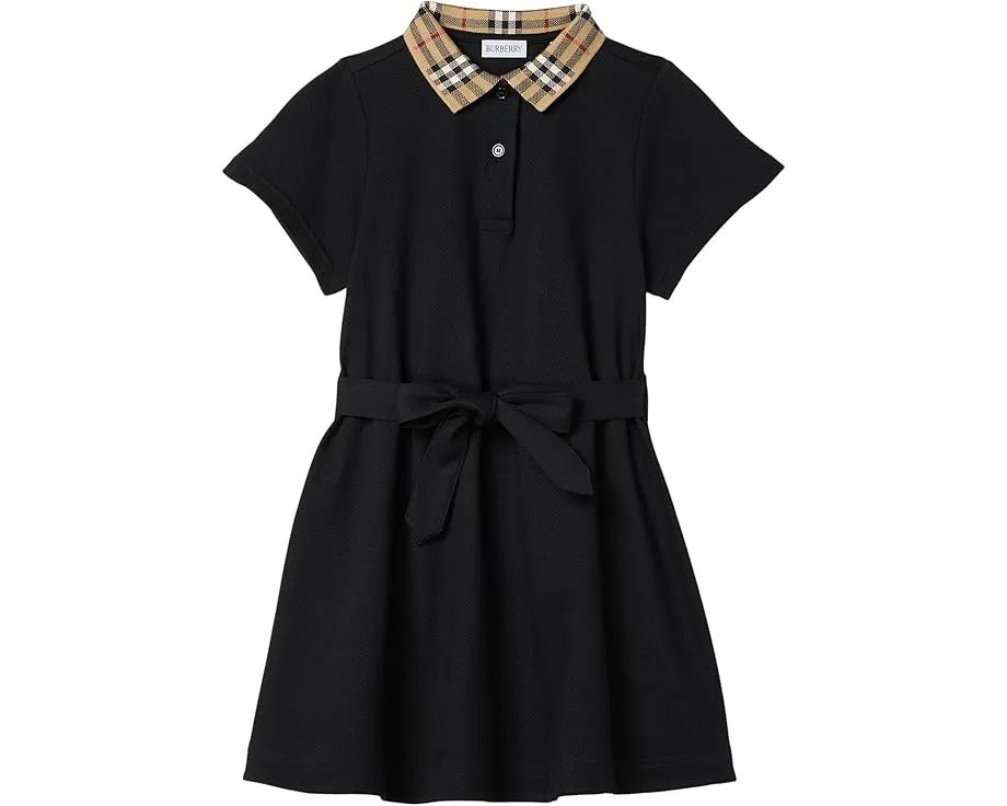 Платье Burberry Kids Astrid Check Collar с клетчатым воротником и поясом